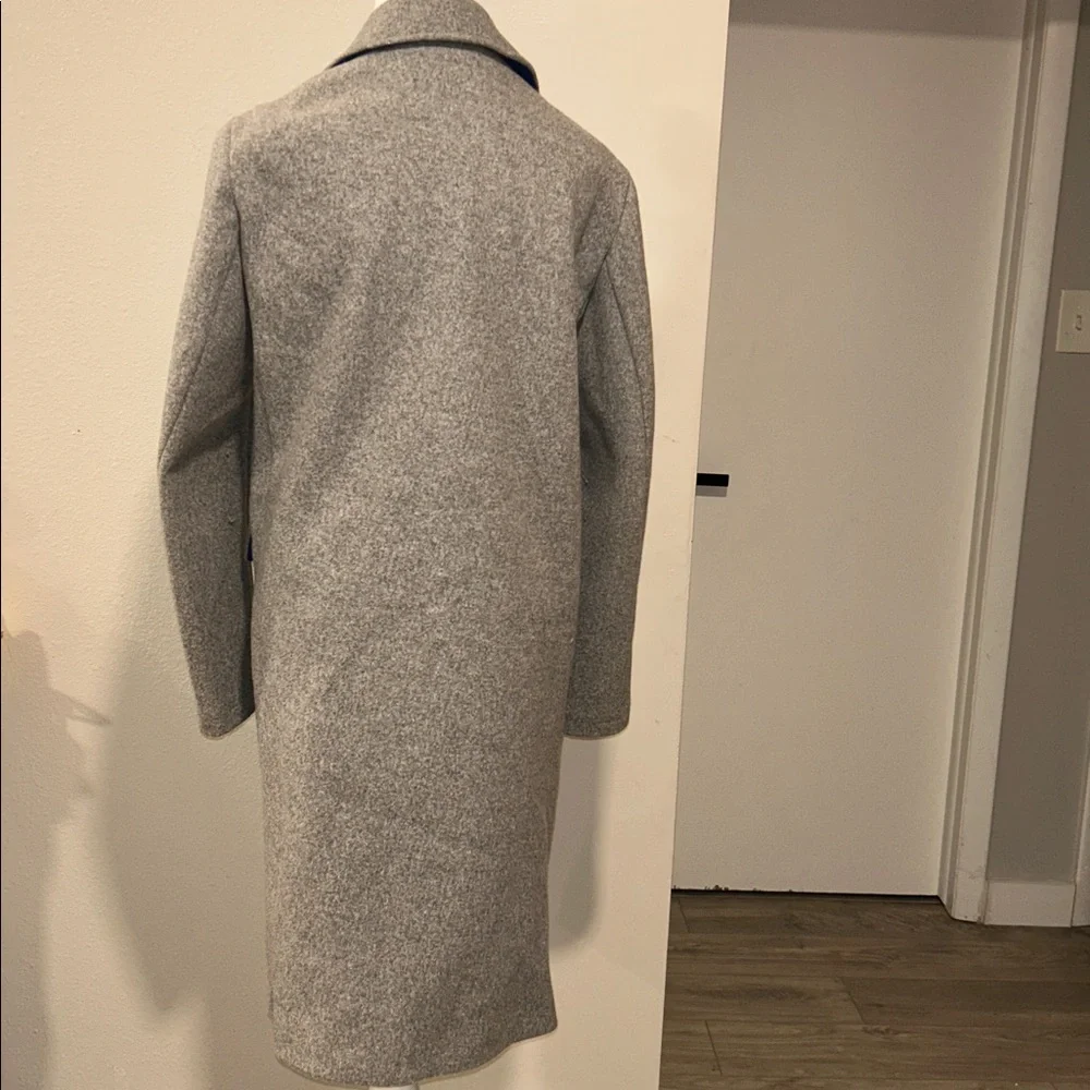 Topshop Longline Brushed One Button Blazer Coat With Wool in Gray Heather Sz 8 - Picture 7 of 11